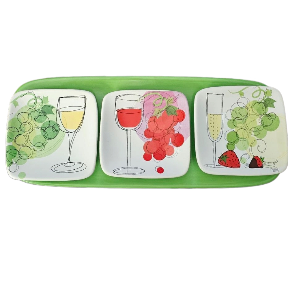 Certified International -Robin Pickers Vino  Wine Glass Cocktsil Serving Platter